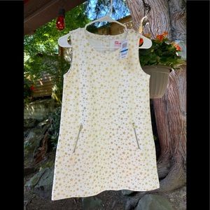 Big Girls Dress - Cream with Gold Stars